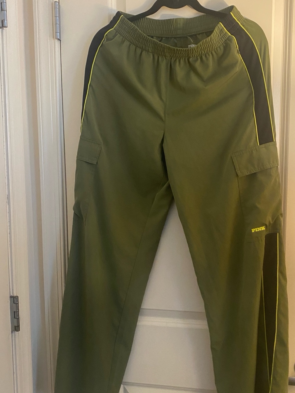 PINK Victoria's Secret Olive Green Cargo Track Pants size S